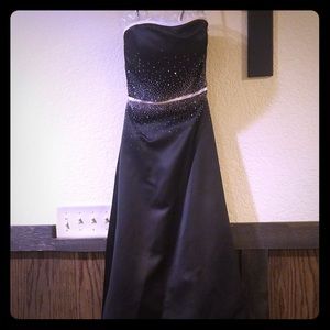 Strapless black and pink beaded dress